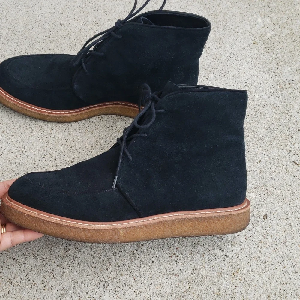 J Crew Suede Leather Lace Up Desert Chukka Ankle Boots Size 10 Black Neutral